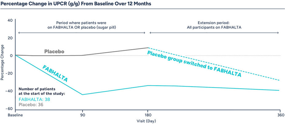 Percentage in UPCR (g/g) From Baseline Over 12 Months